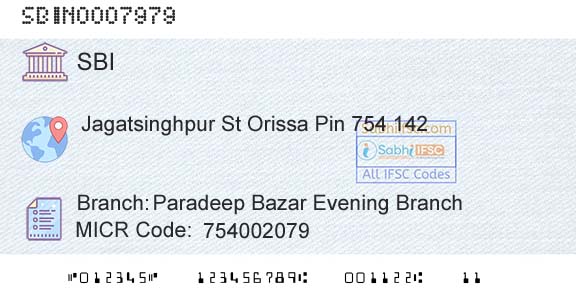 State Bank Of India Paradeep Bazar Evening BranchBranch 