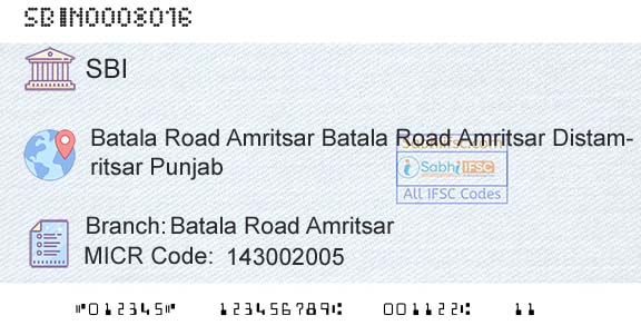 State Bank Of India Batala Road AmritsarBranch 