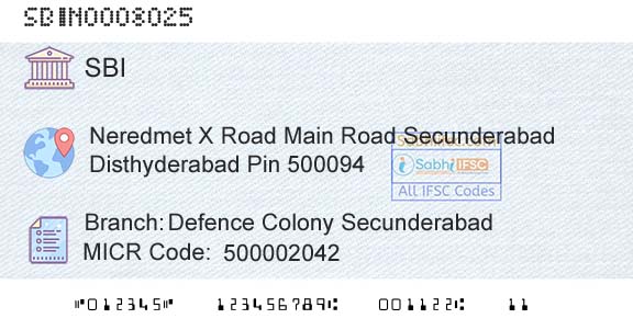 State Bank Of India Defence Colony SecunderabadBranch 