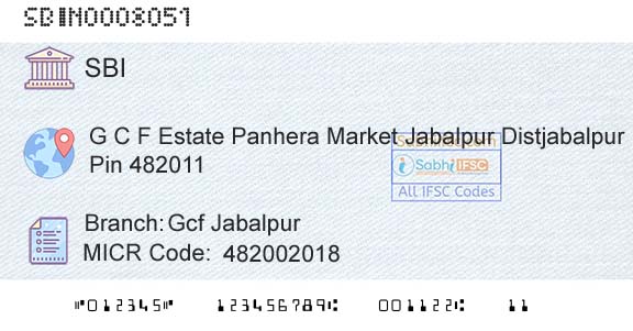 State Bank Of India Gcf JabalpurBranch 
