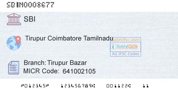 State Bank Of India Tirupur BazarBranch 