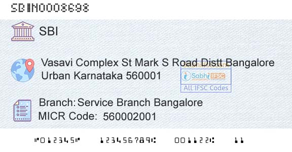State Bank Of India Service Branch BangaloreBranch 