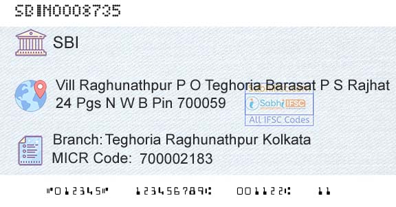 State Bank Of India Teghoria Raghunathpur KolkataBranch 