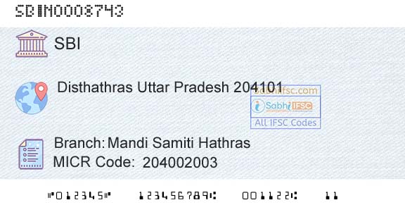 State Bank Of India Mandi Samiti HathrasBranch 