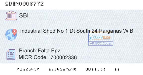 State Bank Of India Falta EpzBranch 