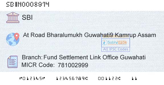 State Bank Of India Fund Settlement Link Office GuwahatiBranch 