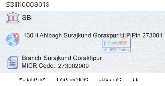 State Bank Of India Surajkund GorakhpurBranch 