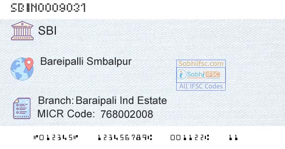 State Bank Of India Baraipali Ind EstateBranch 
