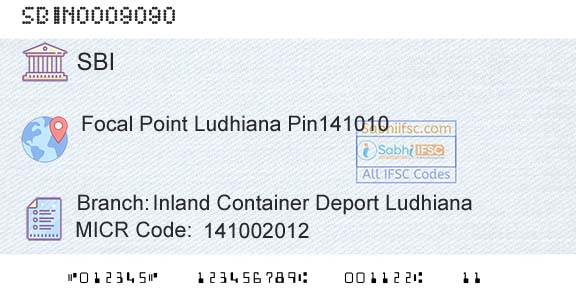 State Bank Of India Inland Container Deport LudhianaBranch 