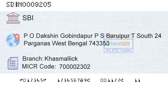 State Bank Of India KhasmallickBranch 
