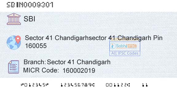 State Bank Of India Sector 41 ChandigarhBranch 