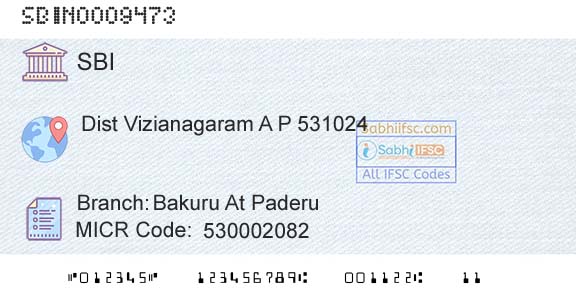 State Bank Of India Bakuru At PaderuBranch 