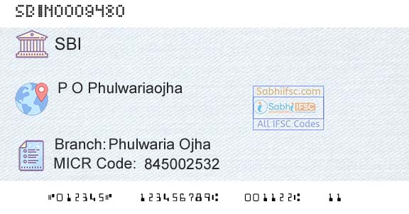 State Bank Of India Phulwaria OjhaBranch 