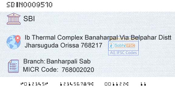 State Bank Of India Banharpali SabBranch 
