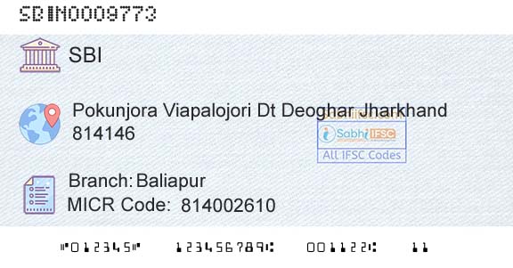 State Bank Of India BaliapurBranch 