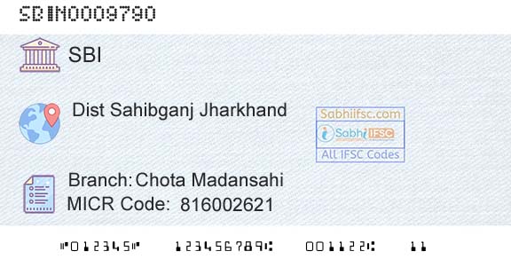 State Bank Of India Chota MadansahiBranch 