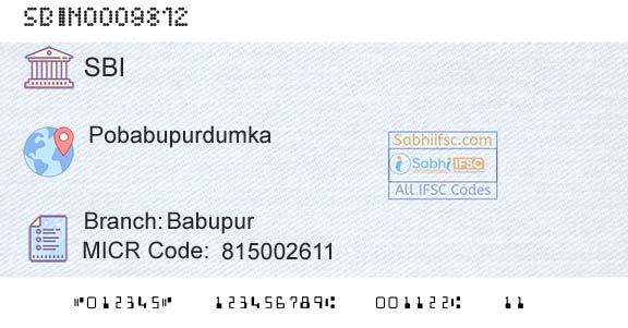 State Bank Of India BabupurBranch 