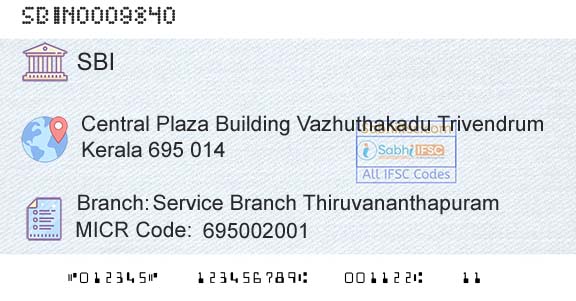 State Bank Of India Service Branch ThiruvananthapuramBranch 