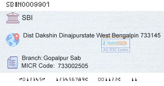 State Bank Of India Gopalpur SabBranch 