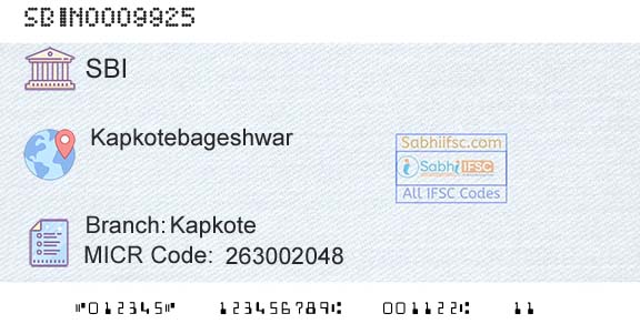 State Bank Of India KapkoteBranch 