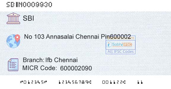 State Bank Of India Ifb ChennaiBranch 