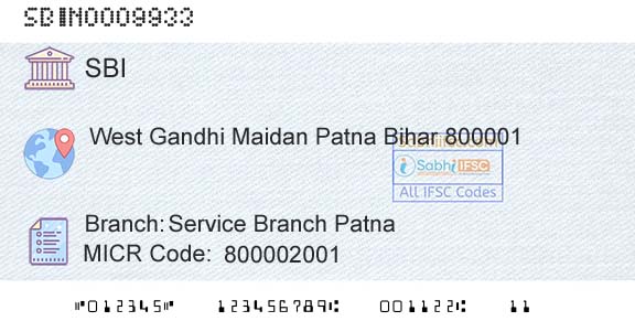State Bank Of India Service Branch PatnaBranch 
