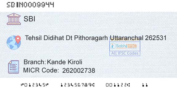 State Bank Of India Kande KiroliBranch 