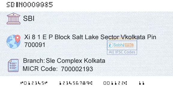 State Bank Of India Sle Complex KolkataBranch 