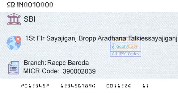 State Bank Of India Racpc BarodaBranch 