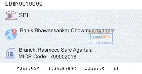 State Bank Of India Rasmecc Sarc AgartalaBranch 