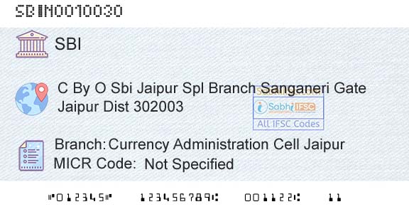 State Bank Of India Currency Administration Cell JaipurBranch 