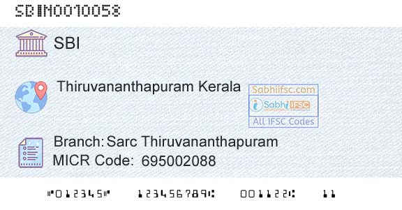 State Bank Of India Sarc ThiruvananthapuramBranch 