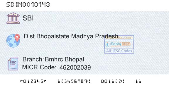 State Bank Of India Bmhrc BhopalBranch 