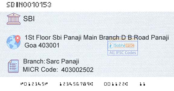 State Bank Of India Sarc PanajiBranch 