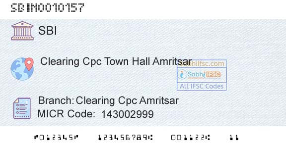 State Bank Of India Clearing Cpc AmritsarBranch 