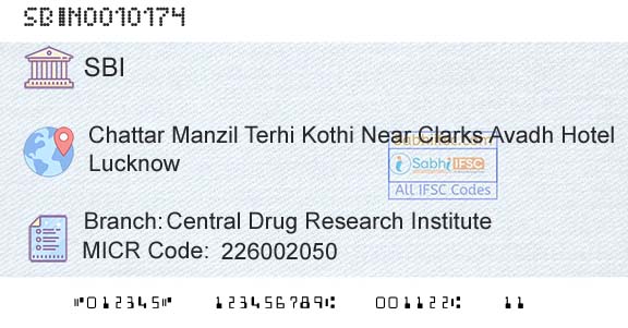 State Bank Of India Central Drug Research InstituteBranch 