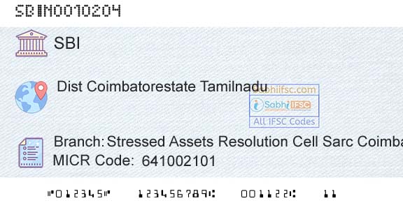 State Bank Of India Stressed Assets Resolution Cell Sarc CoimbatoreBranch 
