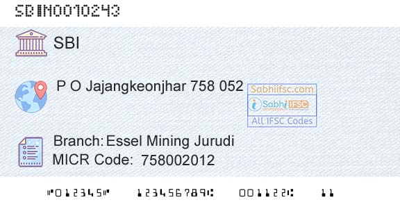 State Bank Of India Essel Mining JurudiBranch 