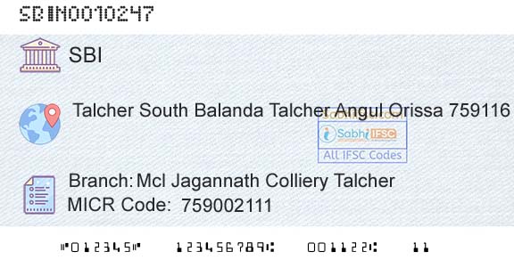 State Bank Of India Mcl Jagannath Colliery TalcherBranch 