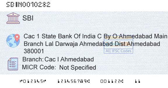State Bank Of India Cac I AhmedabadBranch 