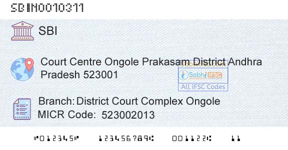 State Bank Of India District Court Complex OngoleBranch 