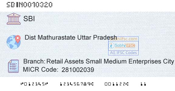 State Bank Of India Retail Assets Small Medium Enterprises City CreditBranch 