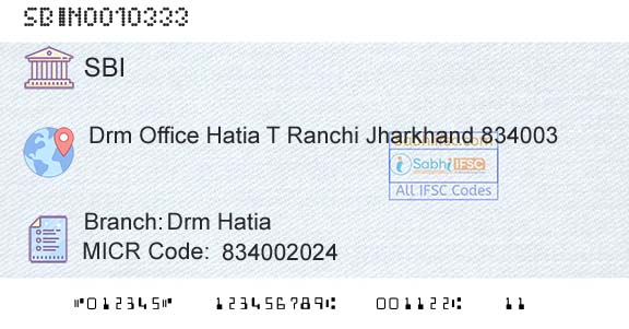 State Bank Of India Drm HatiaBranch 