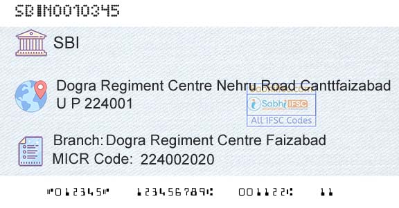 State Bank Of India Dogra Regiment Centre Faizabad Branch 
