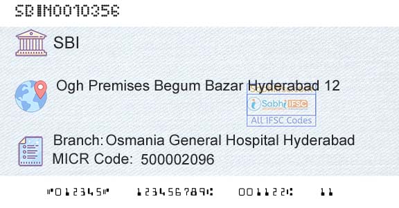 State Bank Of India Osmania General Hospital HyderabadBranch 