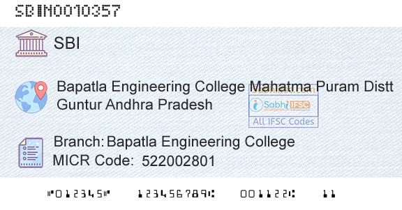 State Bank Of India Bapatla Engineering CollegeBranch 