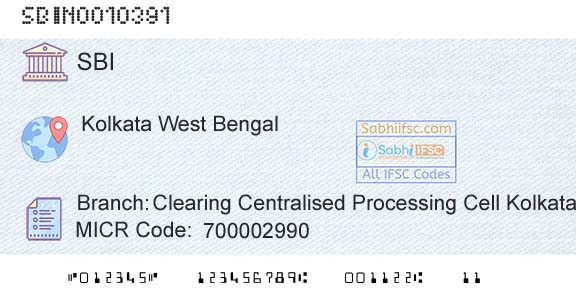 State Bank Of India Clearing Centralised Processing Cell KolkataBranch 