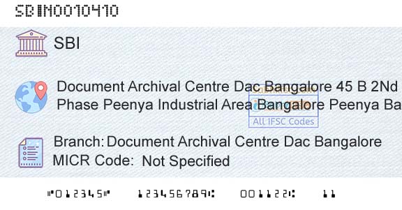 State Bank Of India Document Archival Centre Dac BangaloreBranch 