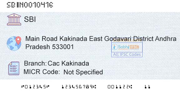 State Bank Of India Cac KakinadaBranch 