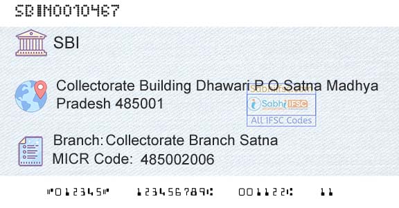 State Bank Of India Collectorate Branch SatnaBranch 